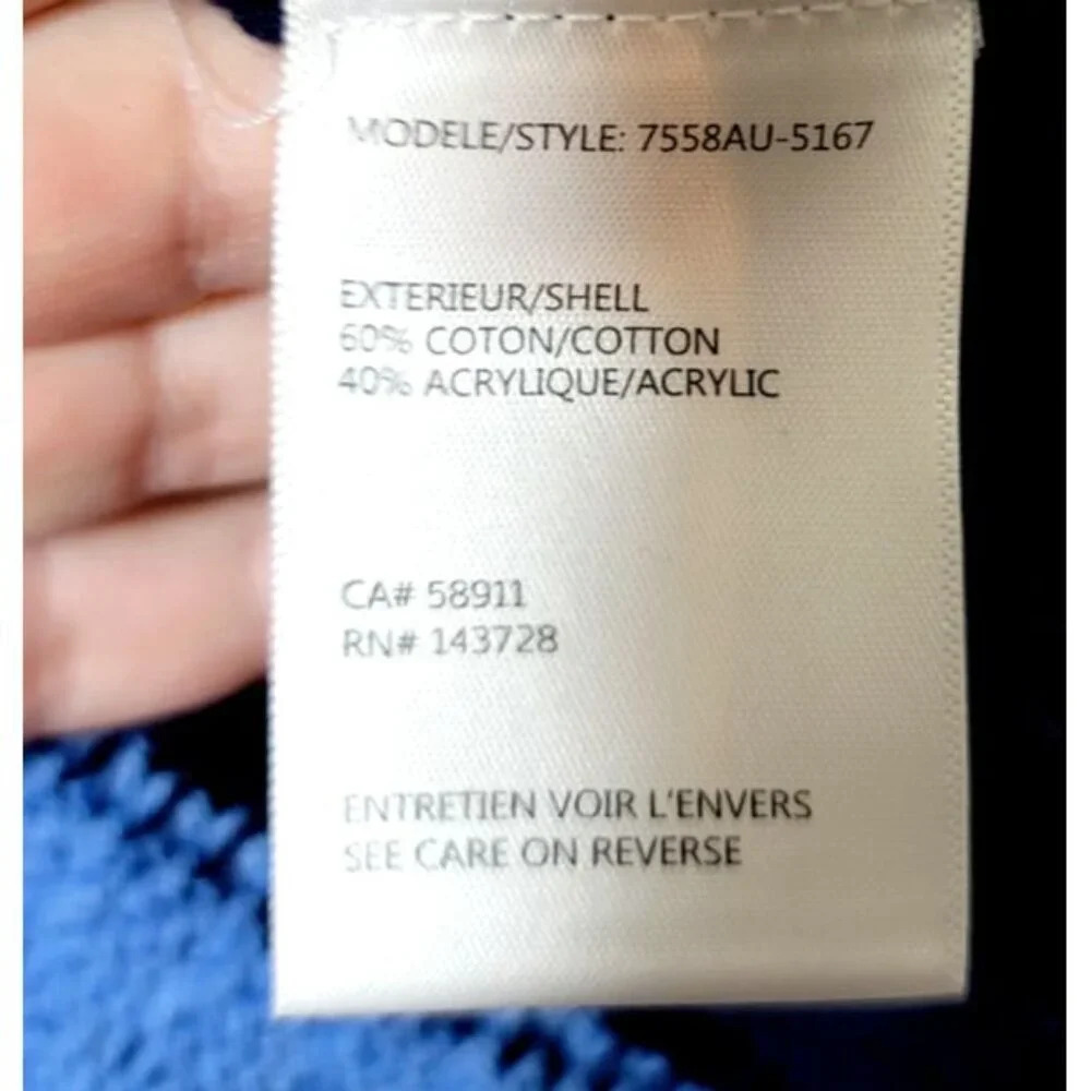 Tribal Sweater PM Patchwork Pattern Blue Gray Str… - image 10